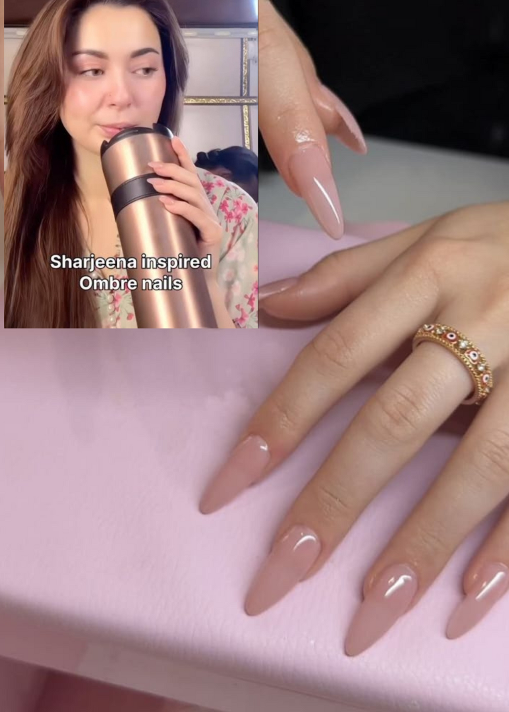 24 Pcs of Sharjeena Inspired X Nude pink Gel Nails