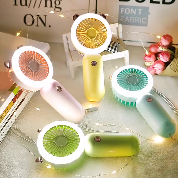Wrist Hanging Portable Fan Night Light Usb Cute Rechargeable Fan