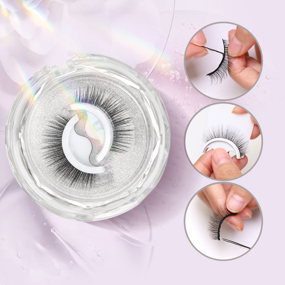 Self-adhesive false eyelash Self-adhesive false Silk  Eyelash Round Acrylic Package self adhesive eye lashes