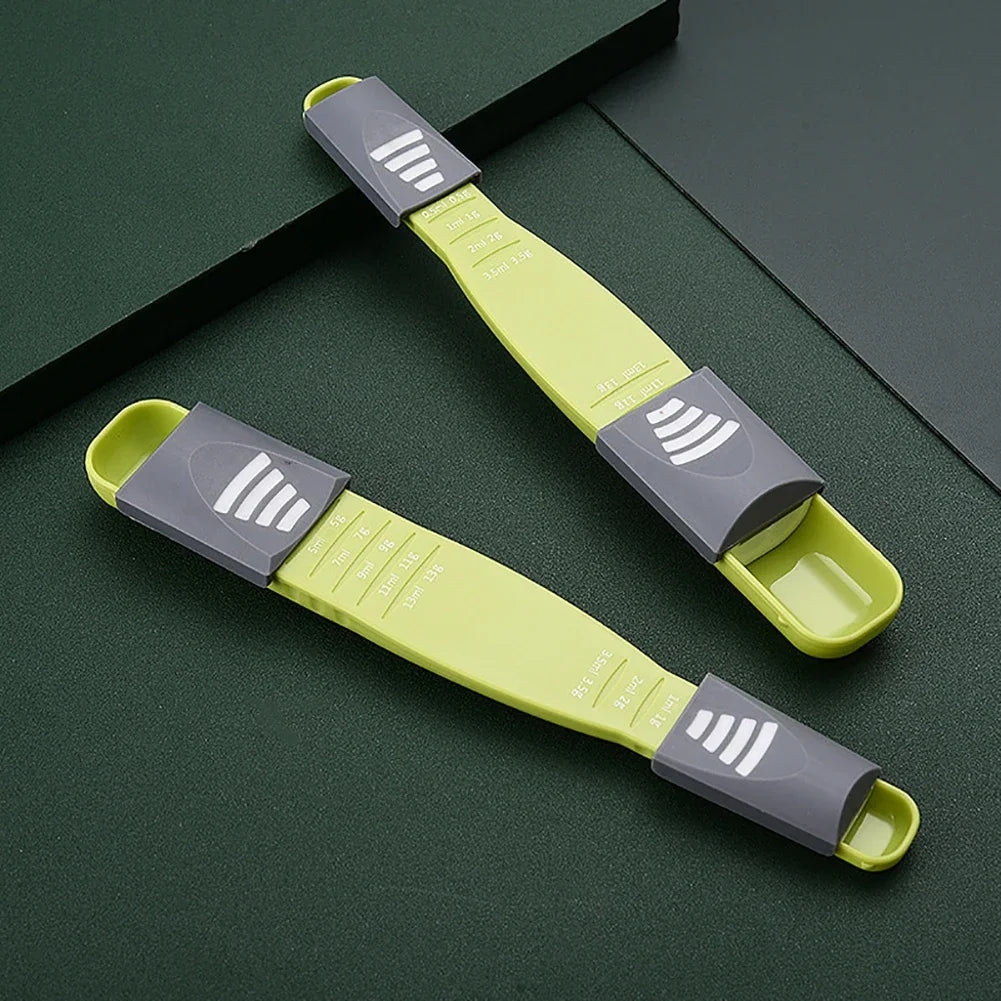 Adjustable Double Head Plastic WPC Salt Coffee Measuring Spoon With Scale