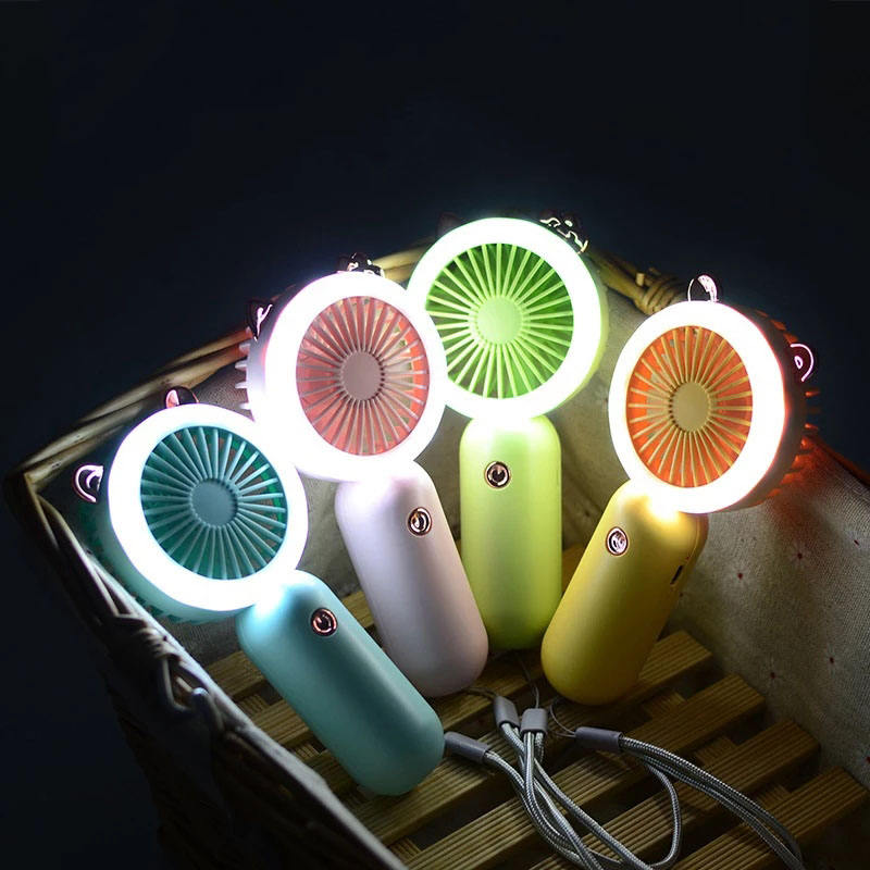 Wrist Hanging Portable Fan Night Light Usb Cute Rechargeable Fan