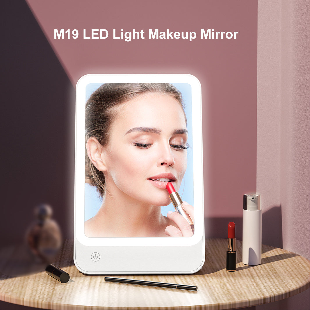 2 In 1 Table Desktop Portable Vanity Cosmetic Makeup Mirror With Led Light
