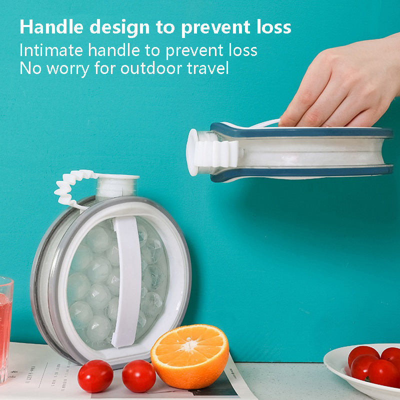 Large Capacity Food Grade Silicone 2-in-1 Ice Ball Grid Mold Storage Box and Ice Sphere Maker