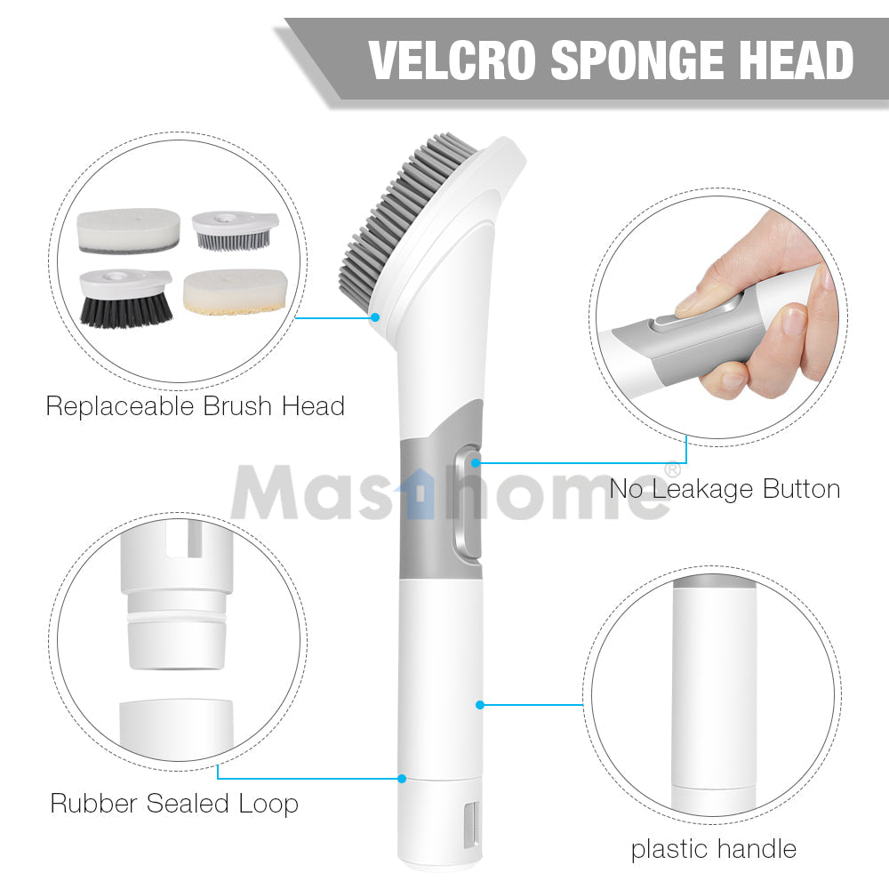 Kitchen Cleaning Multifunctional Durable Plastic 4 Heads Soap Dispensing Dish Brush