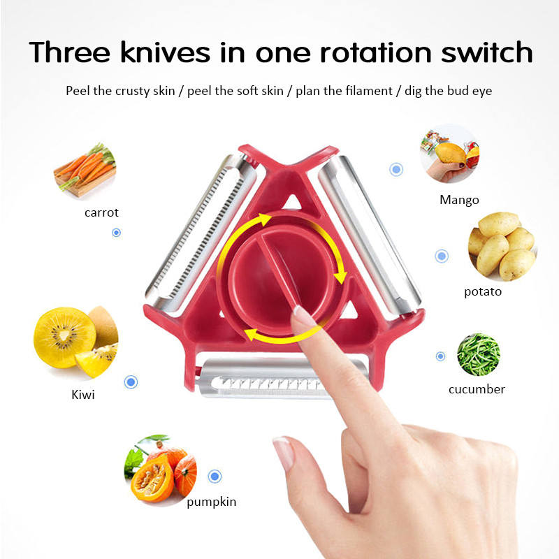 3 IN 1 Functional Magic Trio Fruit Peeler With Stainless Steel Blade