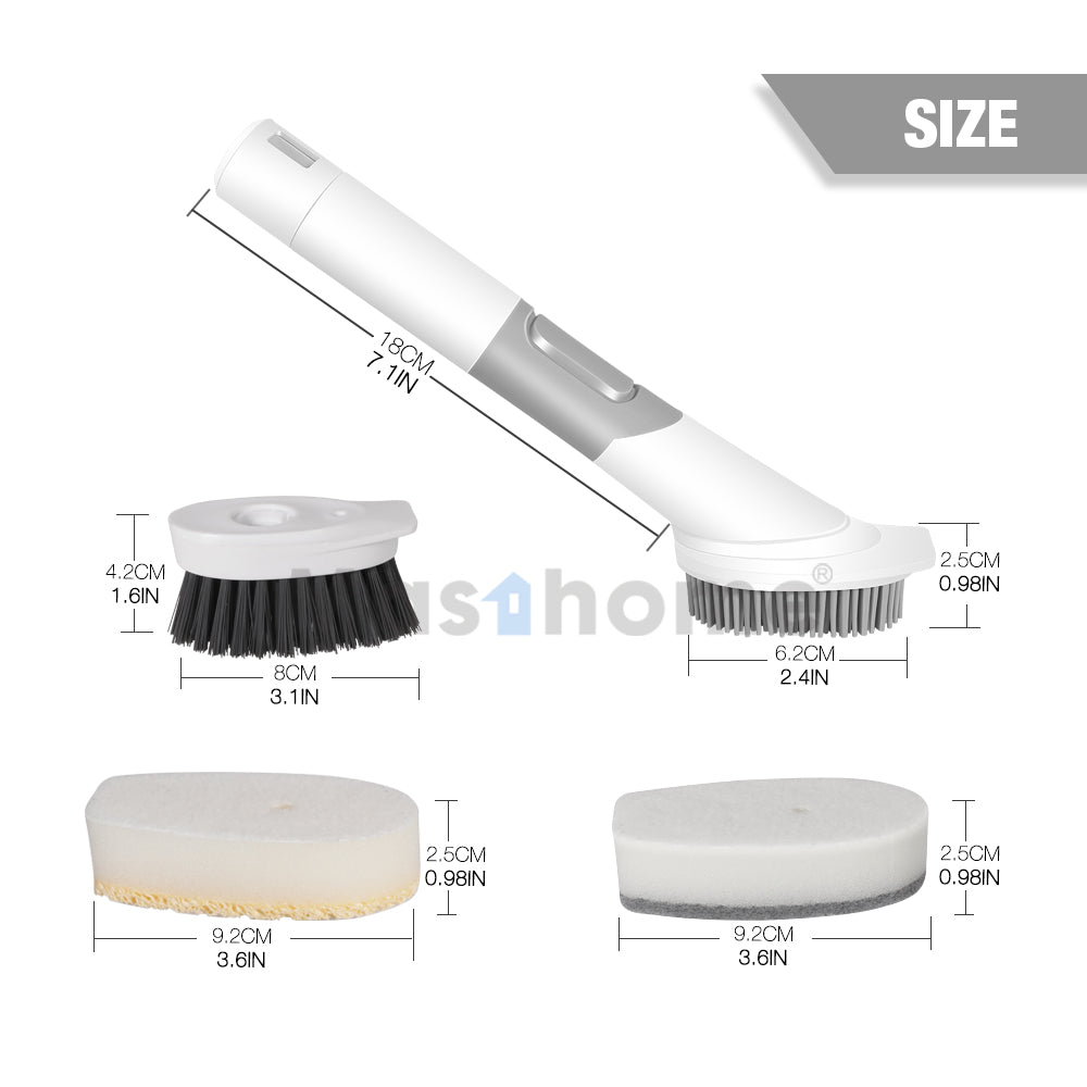 Kitchen Cleaning Multifunctional Durable Plastic 4 Heads Soap Dispensing Dish Brush